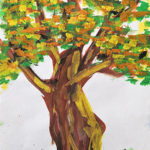 Baum mit Herbstlaub, Skizze