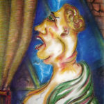 Frau am Fenster 1999, Pastelkreide auf Zeichenkarton, 59 x 42 cm